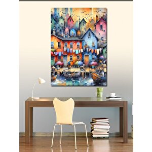 Kanvas Tablo Renkli Evler 50x70 cm