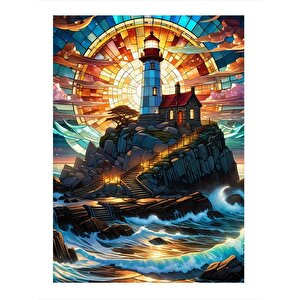 Deniz Feneri Ve  Deniz Mdf Tablo 25cmx 35cm 25x35 cm