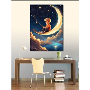 Kanvas Tablo Ayın Üstünde Oturan Çocuk 50x70 cm