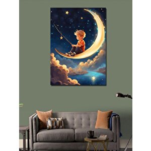Kanvas Tablo Ayın Üstünde Oturan Çocuk 70x100 cm