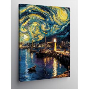 Kanvas Tablo Sahil Kenarı Van Gogh Stili 70x100 cm
