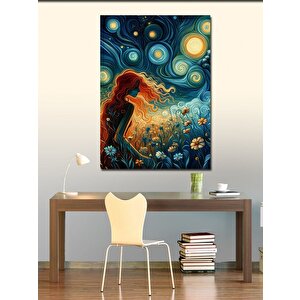 Kanvas Tablo Kızıl Saçlı Kız  Van Gogh Tarzı 70x100 cm