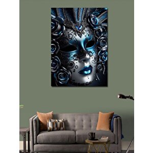 Kanvas Tablo Mavi Gizemli Maske 100x140 cm