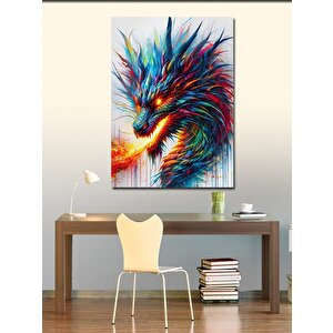 Kanvas Tablo Renkli Tüylü Ejderha 50x70 cm