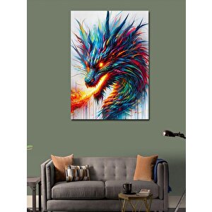 Kanvas Tablo Renkli Tüylü Ejderha 50x70 cm