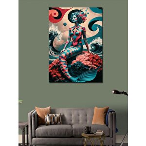 Kanvas Tablo Kayalıklardaki Deniz Kızı 100x140 cm