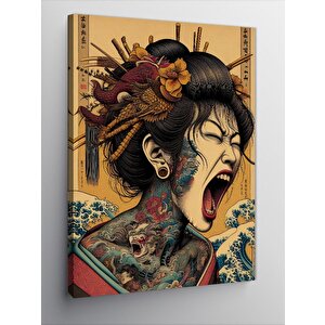 Kanvas Tablo Çığlık Atan Japon Kadın 50x70 cm