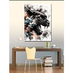 Kanvas Tablo Renkli Dumanlar Ve Panter 100x140 cm