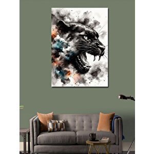 Kanvas Tablo Renkli Dumanlar Ve Panter 100x140 cm