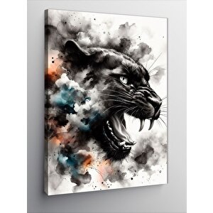 Kanvas Tablo Renkli Dumanlar Ve Panter 70x100 cm