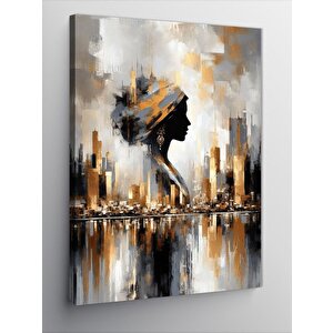 Kanvas Tablo Afrikalı Kadın Ve Şehir 100x140 cm