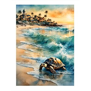 Caretta Caretta Desenli Ahşap Tablo 25cmx 35cm 25x35 cm