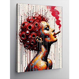 Kanvas Tablo Puro İçen Kızıl Saçlı Kadın 50x70 cm