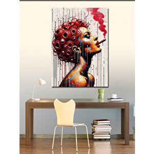 Kanvas Tablo Puro İçen Kızıl Saçlı Kadın 100x140 cm