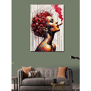 Kanvas Tablo Puro İçen Kızıl Saçlı Kadın 100x140 cm