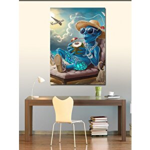 Kanvas Tablo Sahilde İçecek İçen Mavi Cin 70x100 cm