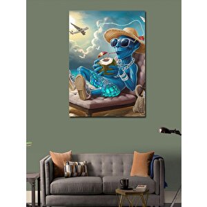 Kanvas Tablo Sahilde İçecek İçen Mavi Cin 70x100 cm