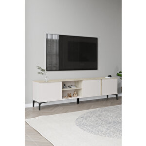 Home Tarz Tv Üni̇tesi̇ , Rafli Tv Sehpasi , 180 Cm Tv Konsolu (dolunay-traverten)