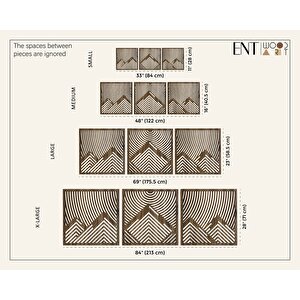 Ent Wood Art Ahşap Duvar Tablosu, 3 Parça Ahşap Modern Duvar Dekoru, Oval Gökyüzü Geometrik Desen Duvar Paneli, Akasya