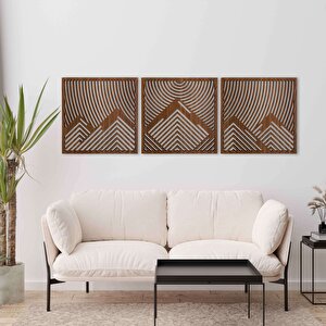 Ent Wood Art Ahşap Duvar Tablosu, 3 Parça Ahşap Modern Duvar Dekoru, Oval Gökyüzü Geometrik Desen Duvar Paneli, Ceviz