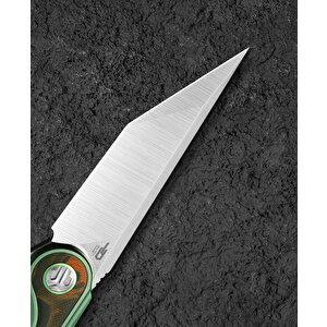 Bestech Blind Fury Bt2303c Yeşil Titanyum Turuncu Karbon Fiber Kaplama Sap Stonewash+saten M390 Çelik Çakı