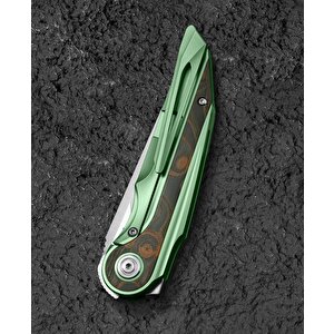 Bestech Blind Fury Bt2303c Yeşil Titanyum Turuncu Karbon Fiber Kaplama Sap Stonewash+saten M390 Çelik Çakı