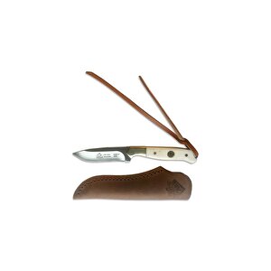 Caping Smooth White Bone Bıçak, With Leather Sheath