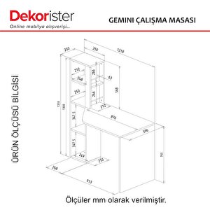 Dekorister Gemini Çalışma Masası Beyaz - Antrasit