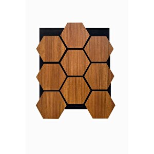 Altıgen Akustik Ahşap Duvar Paneli 65x80cm Renk (teak)