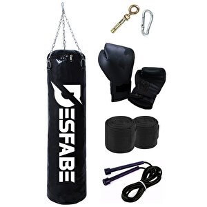 Boxing Star 70x25 Cm Zincirli Boks Kum Torbası Siyah +aparat +eldiveni +bandaj +i̇p