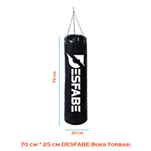 Boxing Star 70x25 Cm Zincirli Boks Kum Torbası Siyah +aparat +eldiveni +bandaj +i̇p