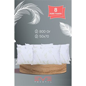 Eve 8 Adet Bamboo Kılıflı Silikon Elyaf Yastık 50cm X 70 Cm 800 Gr 50x70 cm