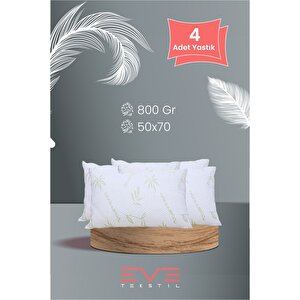 Eve 4 Adet Bamboo Kılıflı Silikon Elyaf Yastık 50cm X 70 Cm 800 Gr 50x70 cm