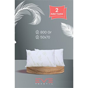 Eve 2 Adet Bamboo Kılıflı Silikon Elyaf Yastık 50cm X 70 Cm 800 Gr 50x70 cm