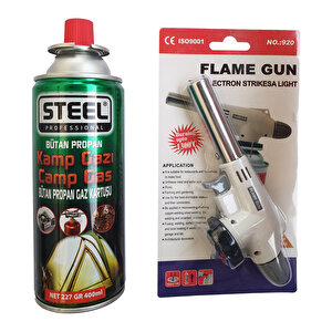 Professional - Kamp Gazı 1 Adet 400 Ml - (flame Gun - Pürmüz Çakmak 1 Adet )