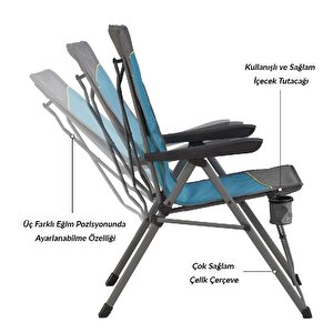 Uquip Justy Xl 3 Pozisyonlu Konforlu Katlanır Kamp Sandalyesi Boulder