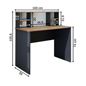 Paris Çalışma Masası , Çocuk Çalışma Masası, Ofis Masası, Bilgisayar Masası 100 Cm Atlantik Çam Antrasit