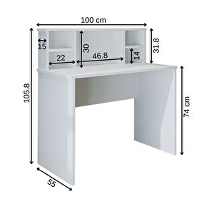 Paris Çalışma Masası , Çocuk Çalışma Masası, Ofis Masası, Bilgisayar Masası 100 Cm Beyaz