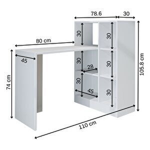 ROOMART Daisy Raflı Çalışma Masası , Çocuk Çalışma Masası, Ofis Çalışma Masası, Bilgisayar Masası Beyaz