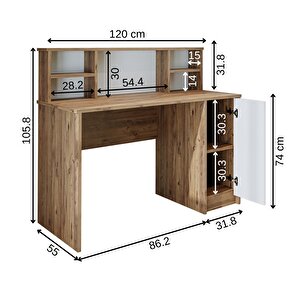 Paris Çalışma Masası , Çocuk Çalışma Masası, Ofis Masası, Bilgisayar Masası 120 Cm Atlantik Çam - Beyaz