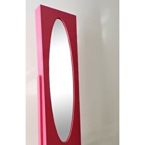 Takı Dolabı St 12934 Boy Ayna Kayın Mdf Parlak Pembe Lake Boya Klasik El Yapım