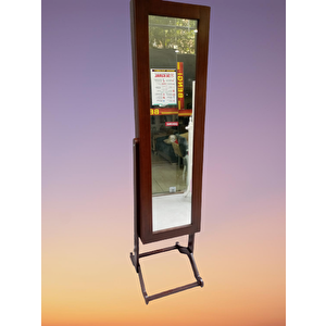 Takı 19322 Dolabı Boy Aynası Ahşap Parlak Ceviz Natüre Klasik Mobilya Mdf El Yapı