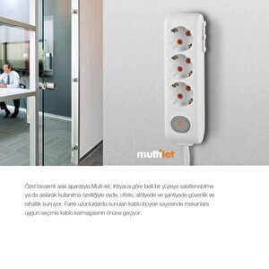 Multi-let 6 Li Siyah Anahtarlı Çocuk Korumalı Grup Priz 3 Mt
