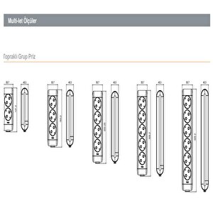 Multi-let 6 Lı Siyah Çocuk Korumalı Grup Priz 3 Mt
