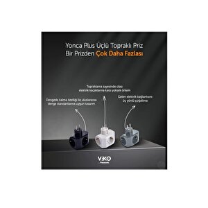 Yonca Plus 3'lü Çocuk Korumalı Topraklı Fiş Priz Siyah