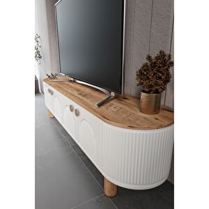 Vns Modüler Mebran Kapak Duru Tv Sehpası 180 Cm Perast Oval Tv Ünitesi