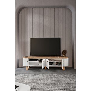 Vns Modüler Mebran Kapak Duru Tv Sehpası 180 Cm Perast Oval Tv Ünitesi