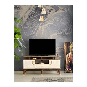 110 Cm Art Raflı Tv Sehpası Pasifik Ceviz - Krem