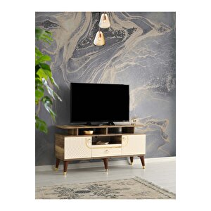 110 Cm Art Raflı Tv Sehpası Pasifik Ceviz - Krem