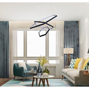 Lost Altıgen Triple Sarkıt Led Avize Ø70-50-30 Cm 85 Watt